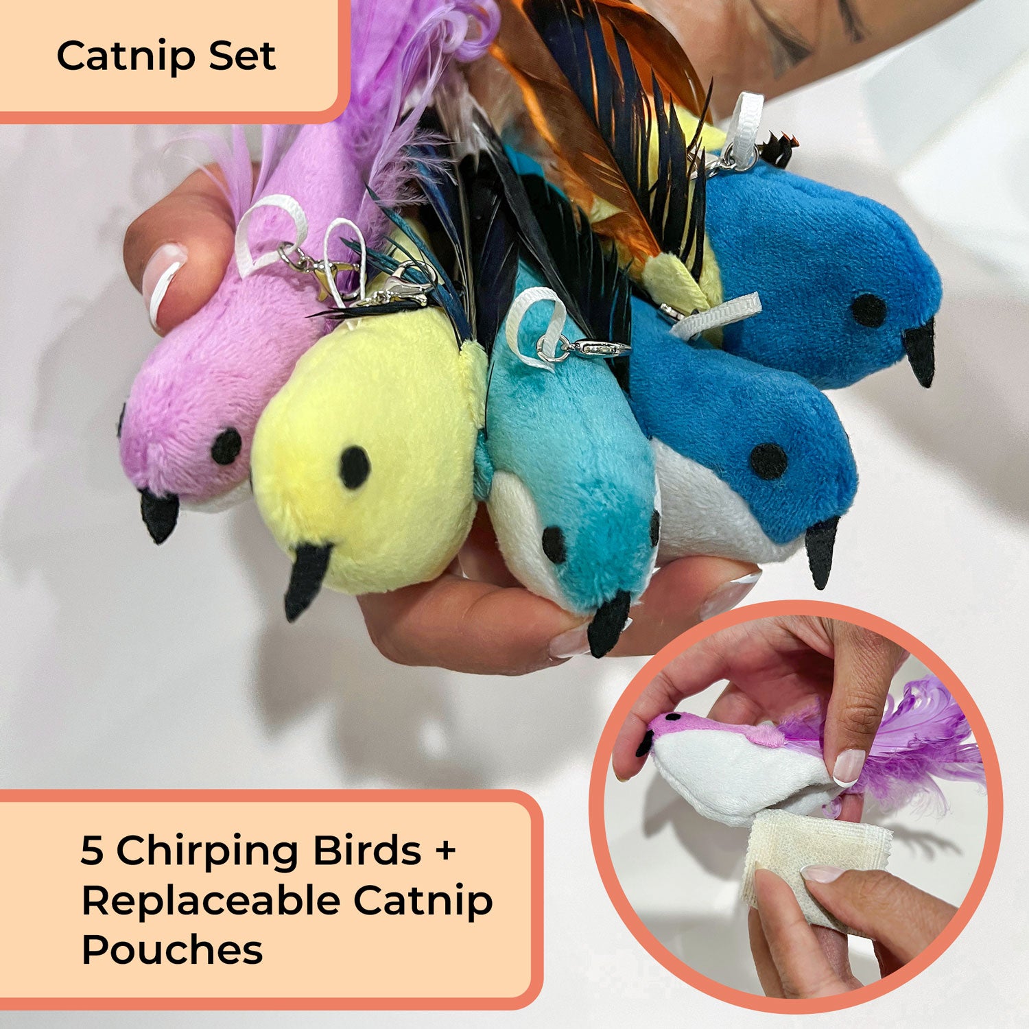Interactive Bird Simulation Cat Toy Set (Chirping Edition)